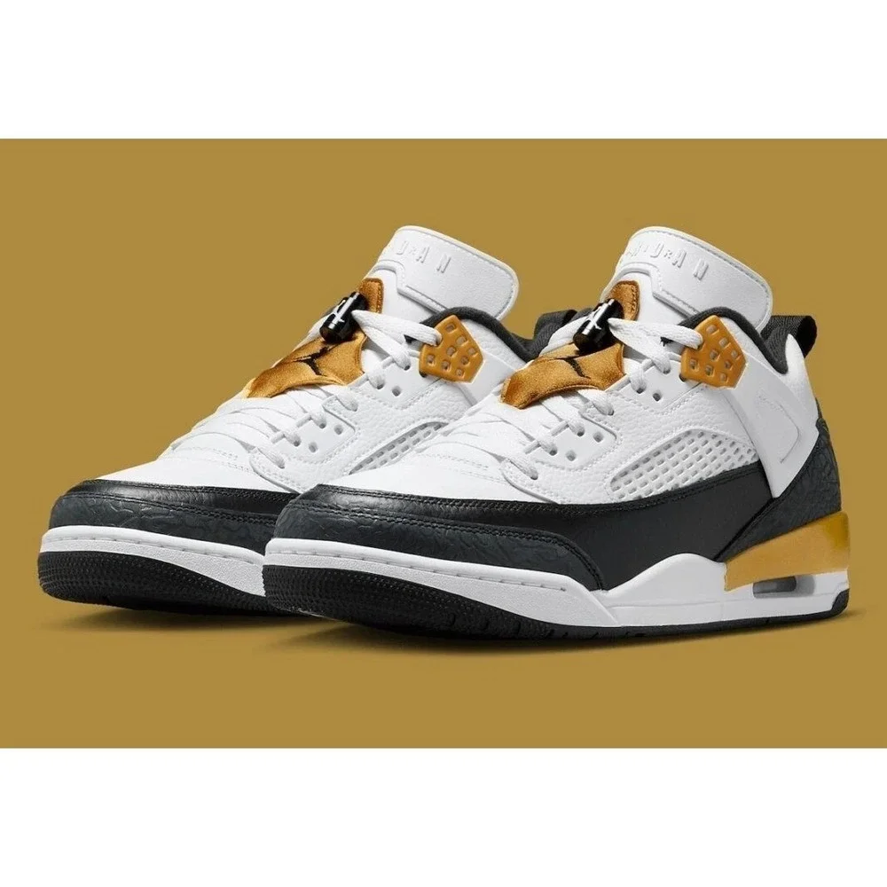 Air Jordan Spizike Low Mens Sz 11 White/Gold/Black Basketball Shoes FQ1759-108